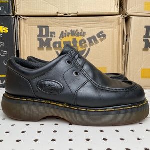 Vintage Dr. Martens Doc England Black Greasy Leather Chunky Oxfords Shoes UK 7